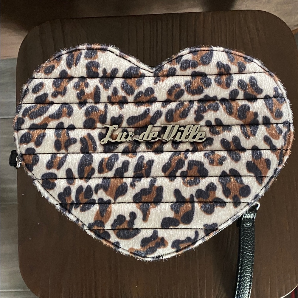 Lux de Ville heart shaped leopard bag